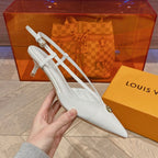 LV LOW HEEL SLINGBACK WHITE
