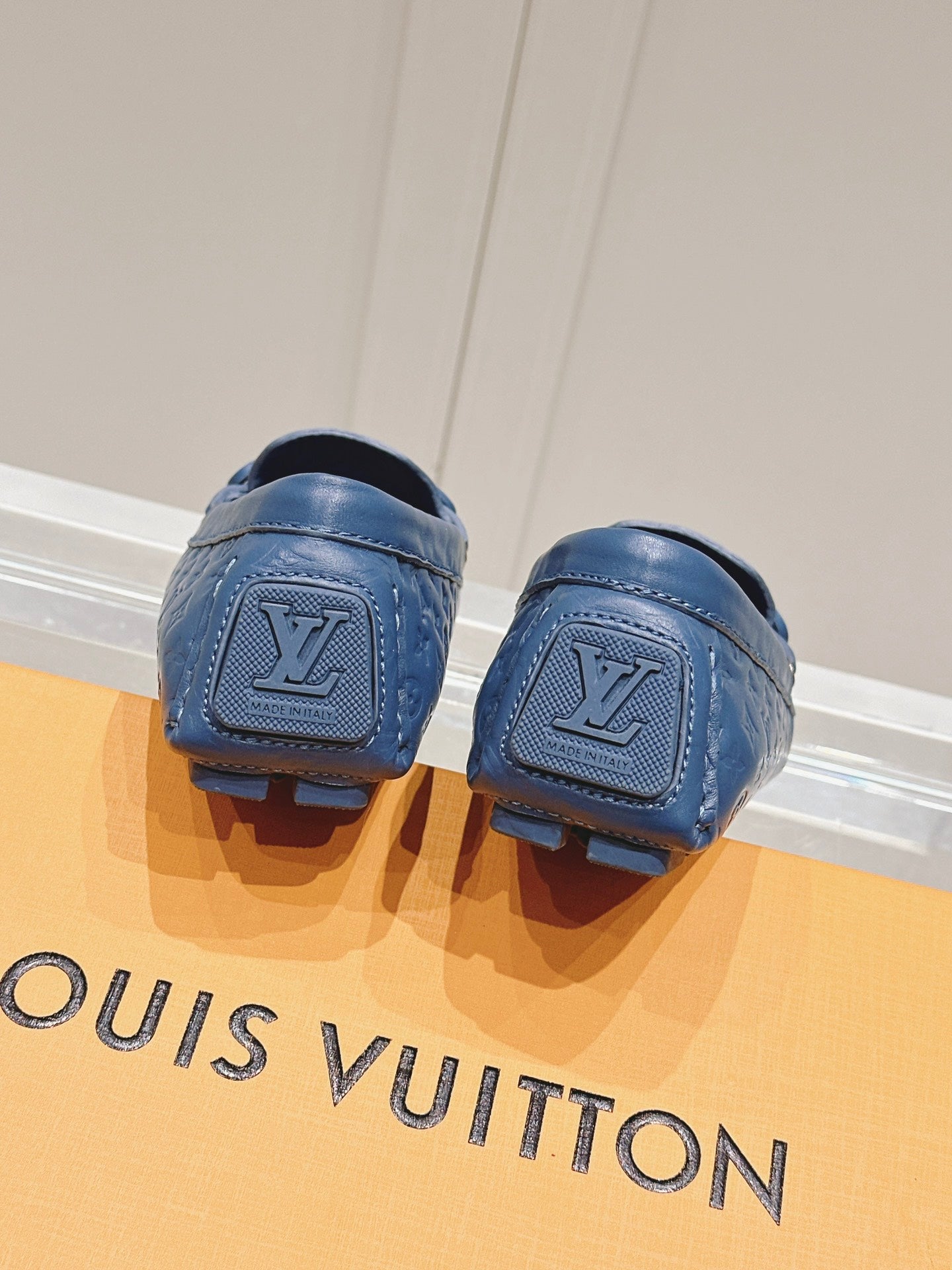 LV Gloria Loafer Blue Embossed Calfskin 480738
