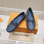 LV Gloria Loafer Blue Embossed Calfskin 480738