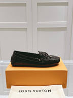 LV Gloria Loafer Dark Burgundy Embossed Patent Calfskin 480736