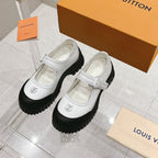 LV Ruby Flat Mary Jane Loafer Black White Patent Leather 480768