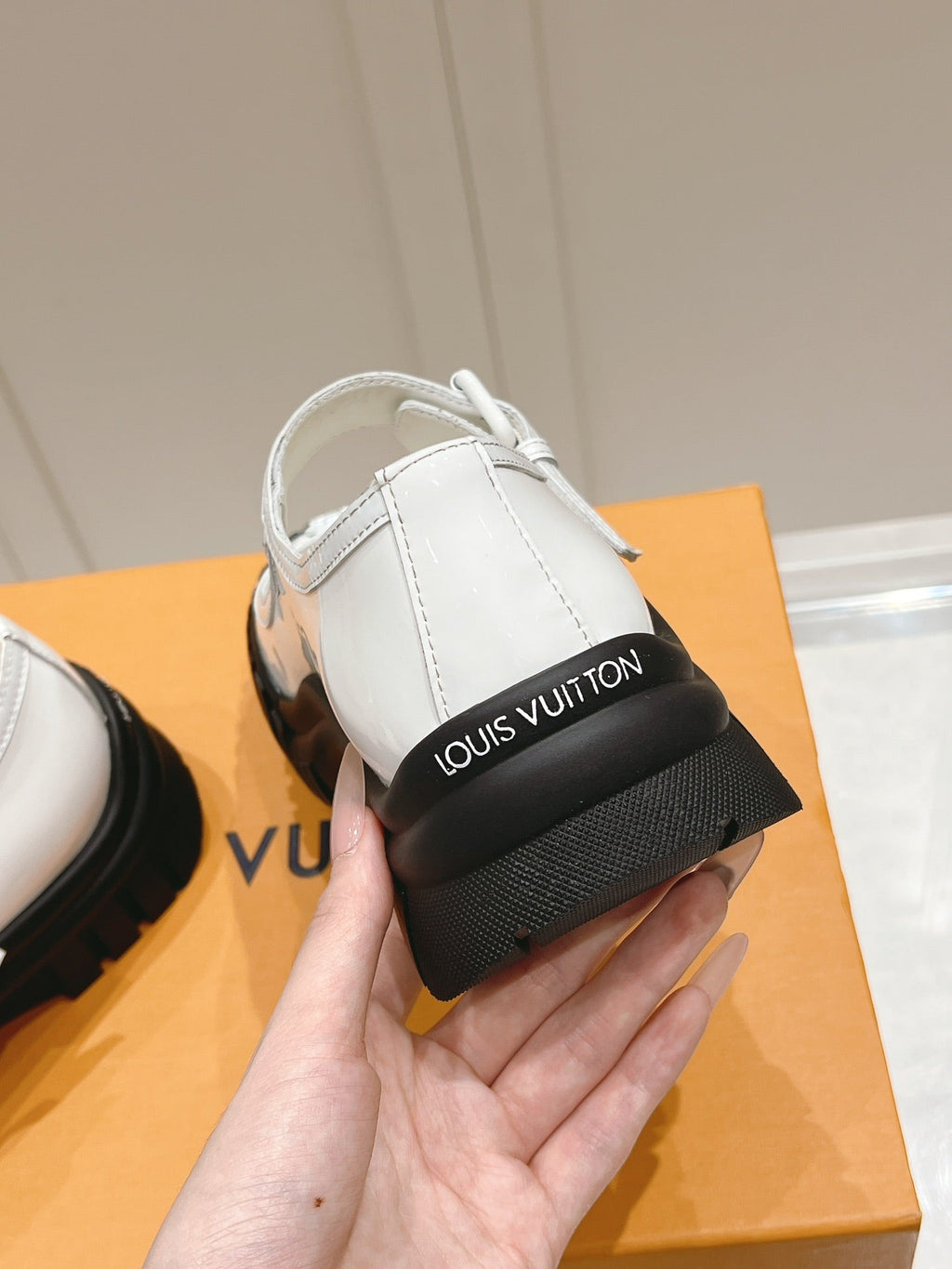 LV Ruby Flat Mary Jane Loafer Black White Patent Leather 480768