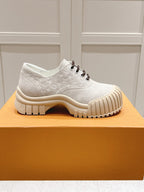 LV Ruby Flat Derby Sneaker Light Grey Embossed Suede 480785