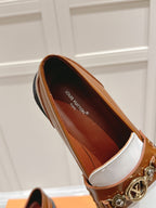 LV District Flat Loafer Brown White Calfskin 480792