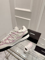 Chanel 25A Sports Shoes White Black Mix Pink Sheepskin 393113