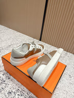 HM Casual Sneakers Black Buckle Taupe Leather