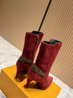 LV Legacy Ankle Boot 80mm Red Suede 480588