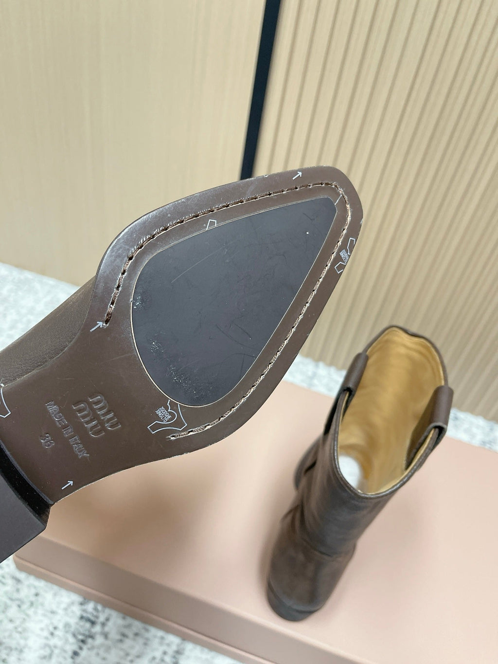 Miumiu Latest FW Western Cowboy Boots Brown Genuine Leather 533965