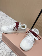 Miu Miu Plume Sneakers White  Red Yellow Suede Cowhite 533983