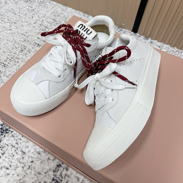 Miu Miu Plume Sneakers White  Red Yellow Suede Cowhite 533983