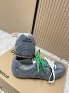 MiuMiu x New Balance Casual Sneakers Gray White Green Patent Leather and Mesh 533992