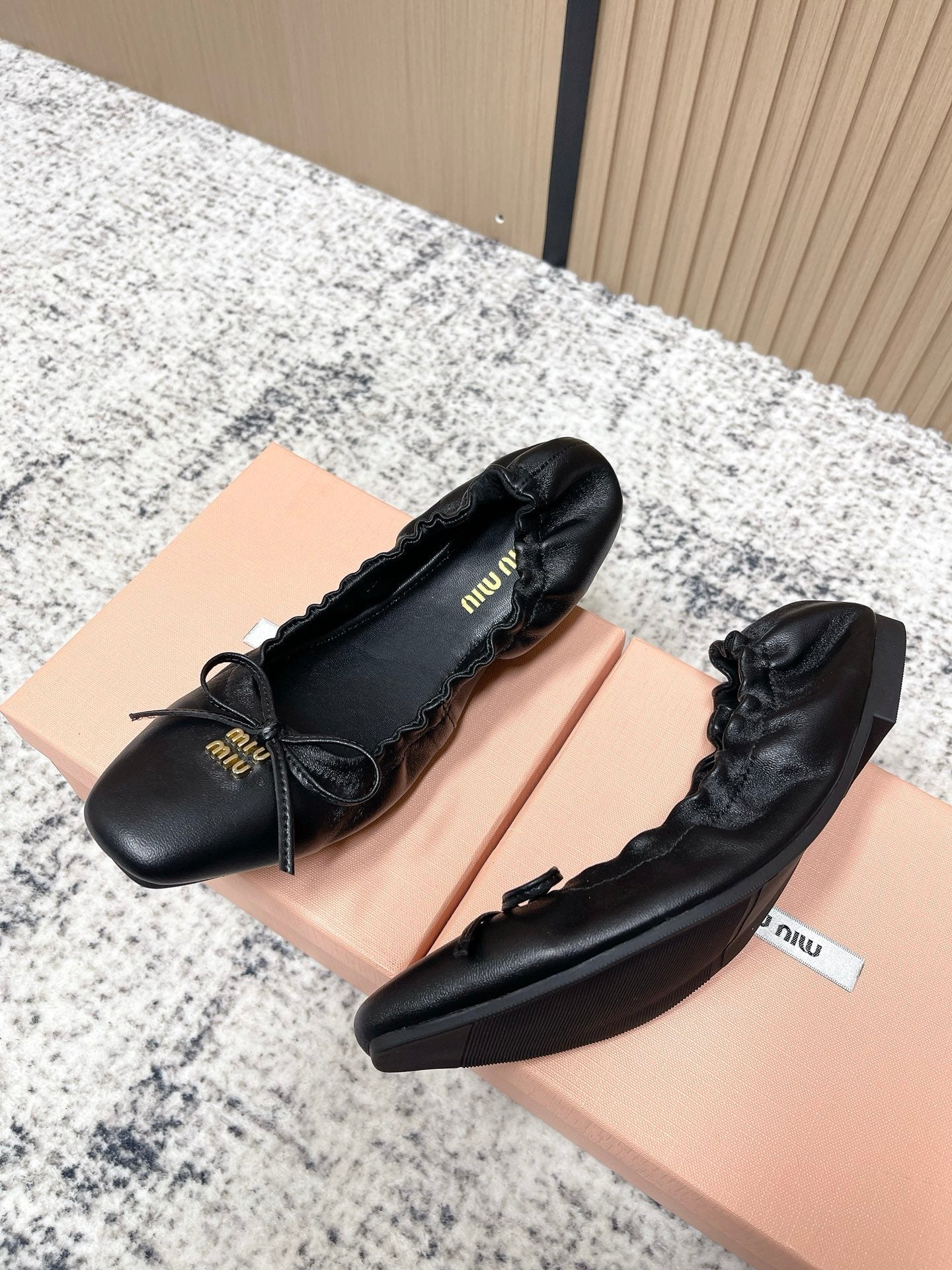 Miu Mary Jane Flat Black Sheepskin 591572