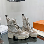 LV Laureate Desert Boot 70mm Gray Brown monogram Fabric Mix Suede