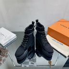 LV Laureate Platform Desert Boot 70mm Black Fabric Mix Cowhide