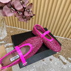 alaia ballet flat stud in fishnet dark pink lambskin