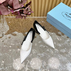 PRA BRUSHED PUMPS WHITE AND BLACK CALFSKIN