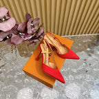 LV Blossom Slingback 75mm Red Silk Embossing