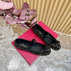 Ballerina In Toile Iconographe 20mm In Black Mix Earth Brown Cotton Canvas And Lambskin 102826