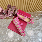 Ballerina In Toile Iconographe 20mm In Lotus Pink Mix Grey Brown Cotton Canvas And Lambskin 102828