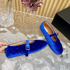 ALAIA BALLET FLATS IN COBALT BLUE VELVET