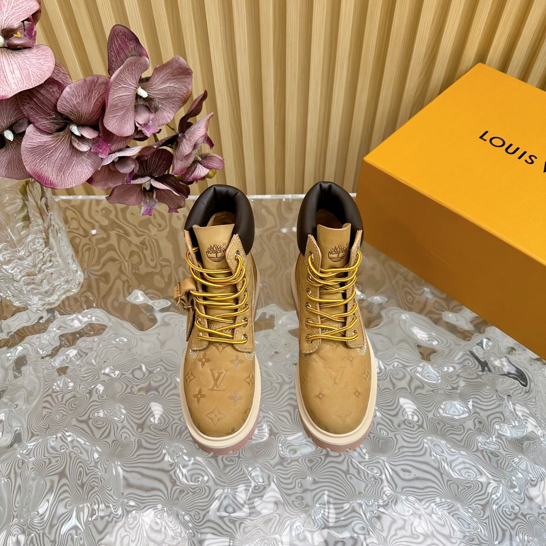 LV x Timberland 6-In High End Ankle Boot Brown Yellow Monogram Suede