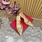 VLOGO SIGNATURE SEPIA TAN CALFSKIN SLINGBACK PUMP 80 MM
