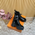 LV Laureate Platform Desert Boot 70mm Black Suede