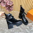 LV Laureate Platform Desert Boot 70mm Black Suede