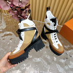 LV Laureate Platform Desert Boot 70mm Brown Yellow Suede