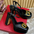 VT Signature 115mm Patent Leather Platform Pumps Black Calfskin 286473
