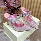 Jimmy Choo 105mm Studded High Heel Pumps Pink Cowhide