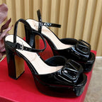 VT High Heels Sandals 110mm Black Calfskin 286479