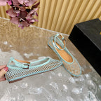 Alaila Mary Jane In Jade Green Mesh Fabric 103016