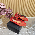 Alaila Mary Jane In Red Mesh Fabric 103018