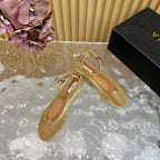 Alaila Mary Jane In Gold Mesh Fabric 103022