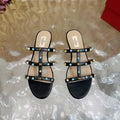 Rockstud Leather Caged Mule Sandals 10mm Black Sheepskin 307859