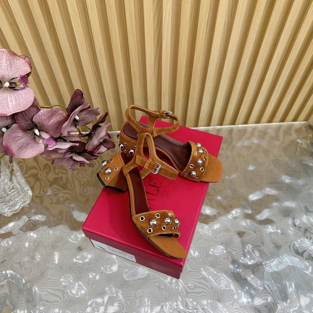VT 25 Rivet Steel Beads Slingback Dark Brown Suede 325203