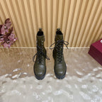 Gucci 2025 Boot Olive Green Black Embossed Cowhide 498050