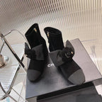 CC Short Boots 60mm Plain Black Camellia Suede