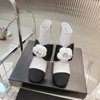 CC Short Boots 60mm White Camellia Cowhide