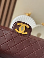 CC 2025 Flap Bag 30cm Brown Gold Lambskin 298108