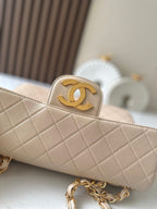 CC 2025 Flap Bag  30cm Apricot Gold Lambskin 298106