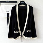 CC 25 V-neck Cardigan Black Laine-Wool