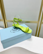 PRA TRIANGLE HEEL SATIN SANDALS CHARTRE