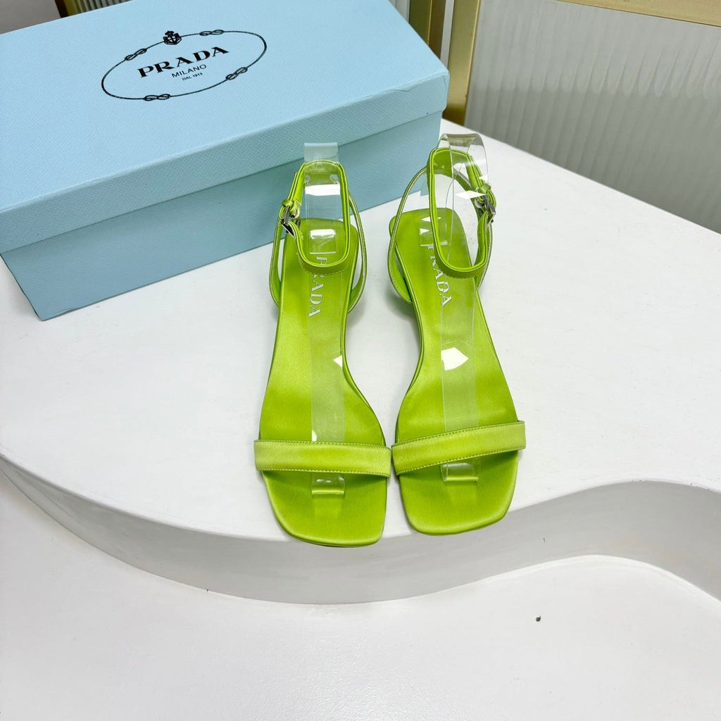 PRA TRIANGLE HEEL SATIN SANDALS CHARTRE