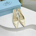 PRA PATENT LEATHER SLINGBACK PUMPS 50 CREAMY WHITE