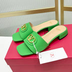 VT 25 Vlogo Slides 2cm Green Cowhide