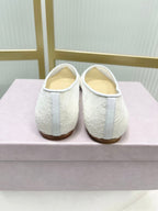 Jimmy 26s Ballet Flats White Beige Lace Sheepskin 605949