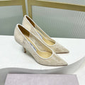 Jimmy 26s  Heel Pump 85 Ivory Beige Lace Sheepskin 605950
