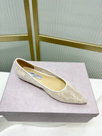 Jimmy 26s  Ballet Flats Ivory Beige Lace Sheepskin 605952